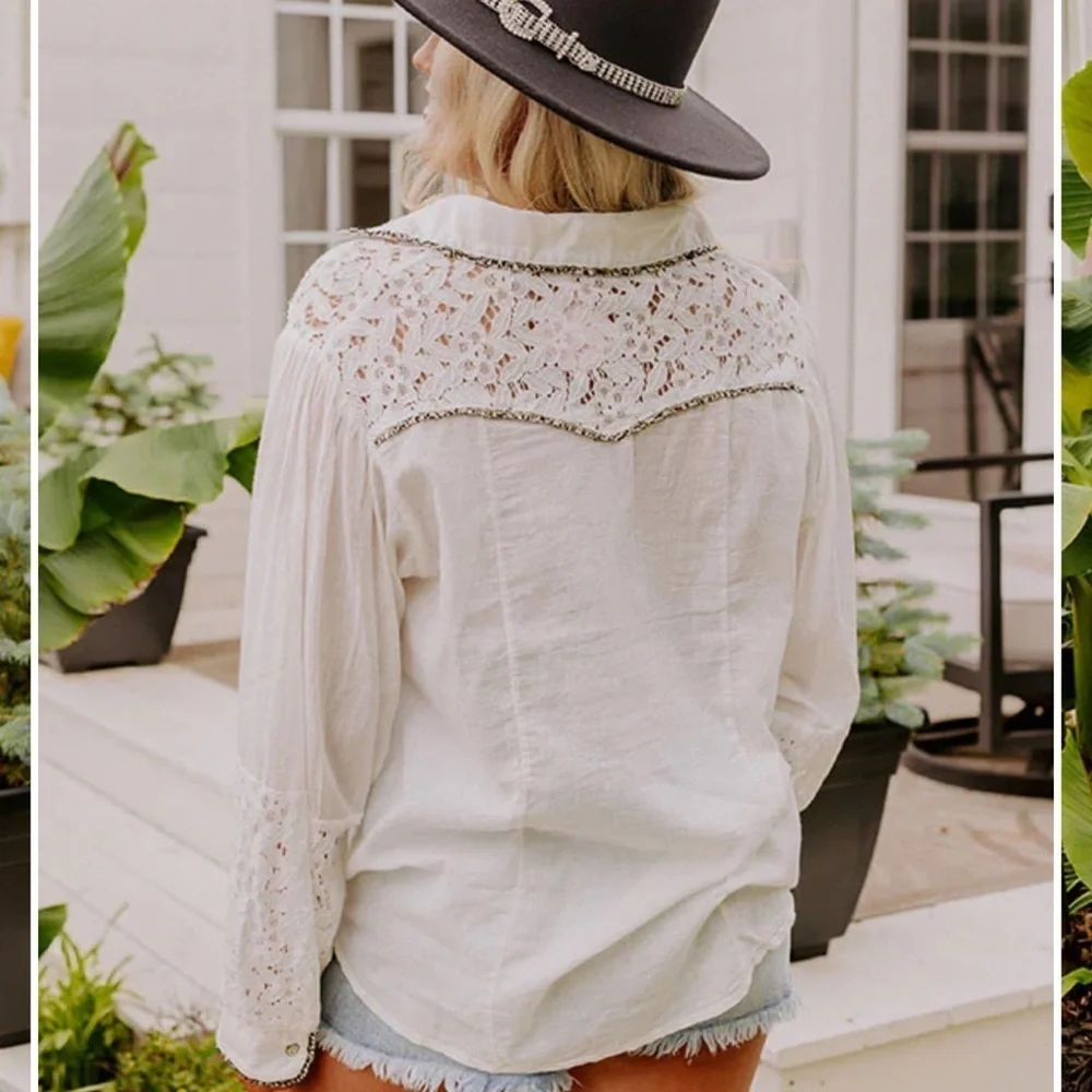 POL Enchanting Escapes Button Up In Ivory - Picture 3 of 11